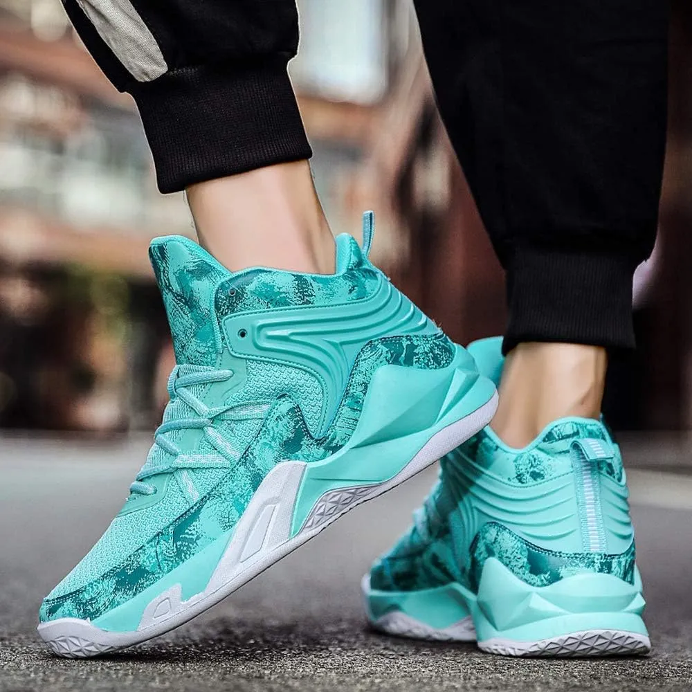 2021 Basketball Sneakers Male Students high Help wear Shoes Summer Youth Flying Weaving Running Shoes