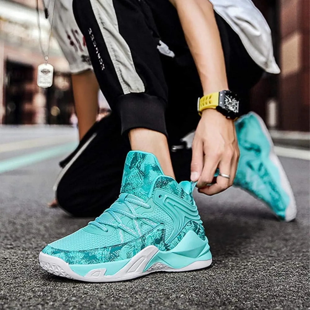 2021 Basketball Sneakers Male Students high Help wear Shoes Summer Youth Flying Weaving Running Shoes