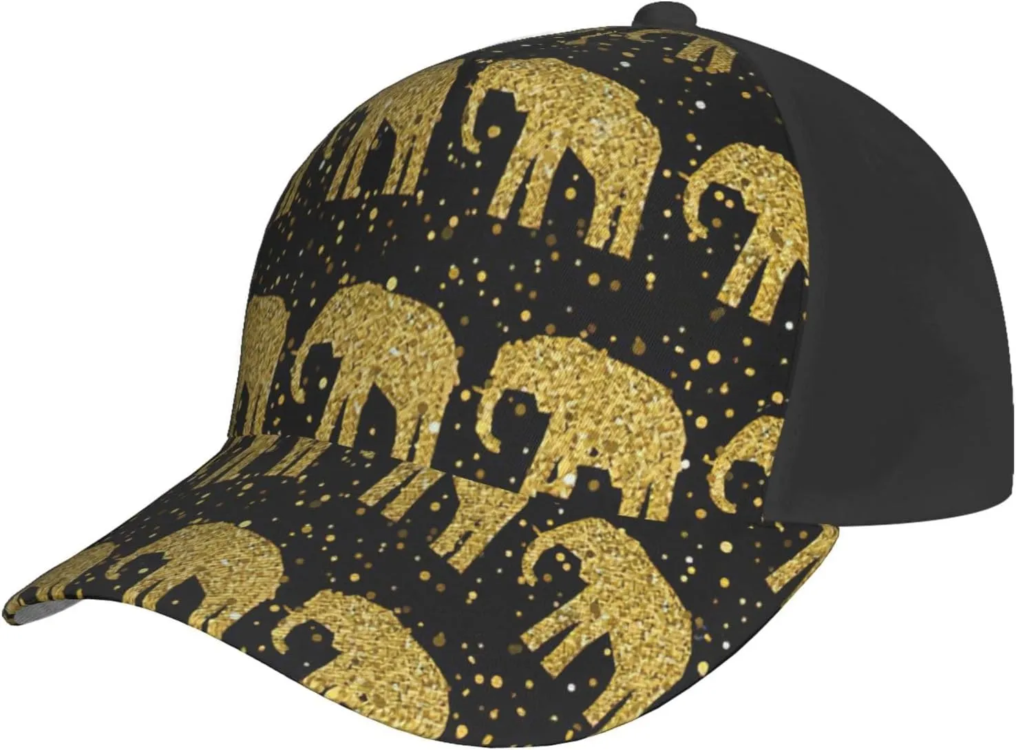 Abstract Elephant Pattern Print Baseball Cap for Men and Women – Curved Brim, Perfect for Outdoor, Sports, Travel, and Four Seasons Black
