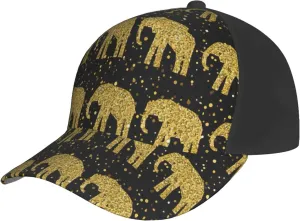 Abstract Elephant Pattern Print Baseball Cap for Men and Women – Curved Brim, Perfect for Outdoor, Sports, Travel, and Four Seasons Black