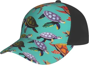 Animals Sea Turtles Print Baseball Cap for Men and Women – Curved Brim, Perfect for Outdoor, Sports, Travel, and Four Seasons Black