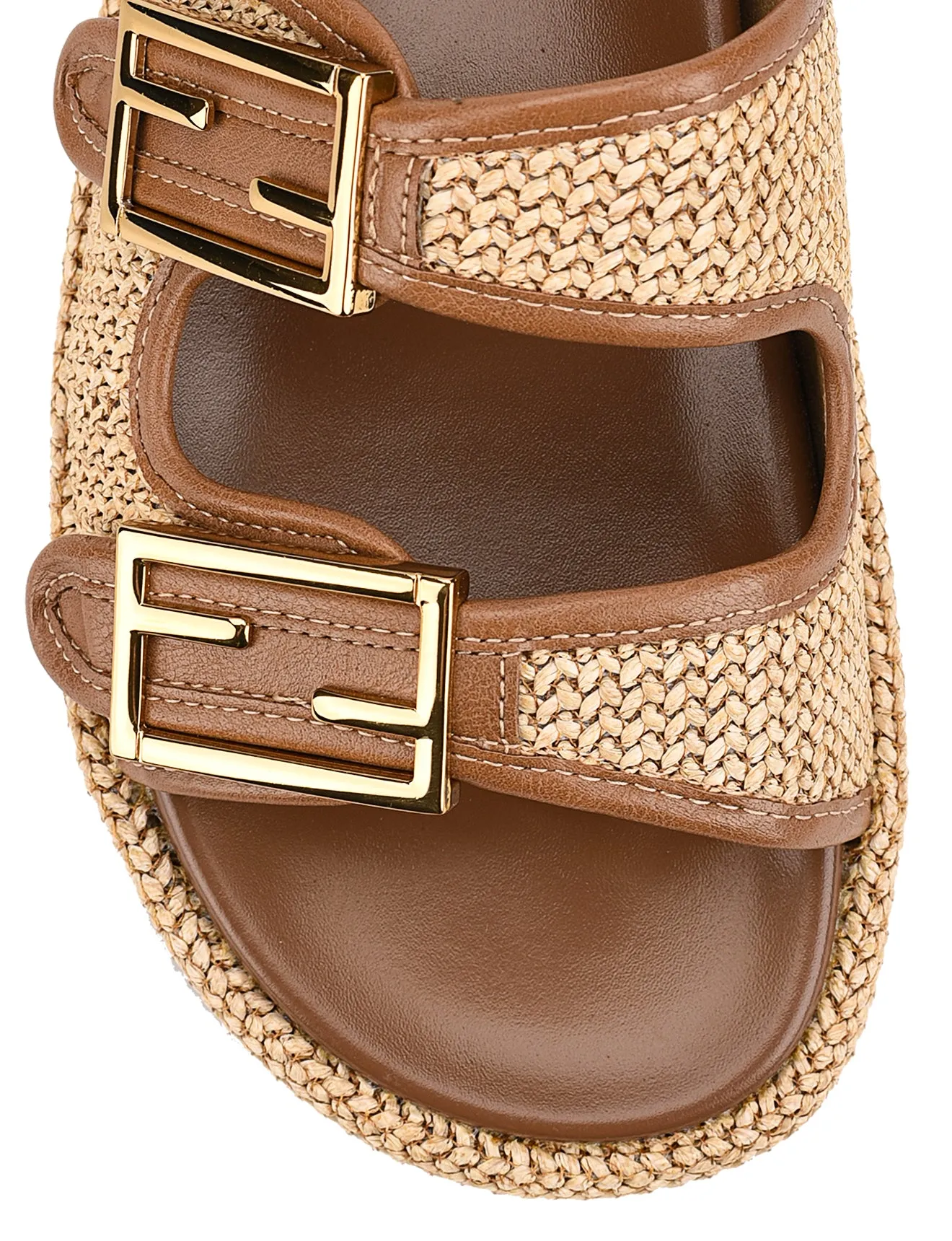 Aphrodite Woven Flatforms - Natural Weave/Tan