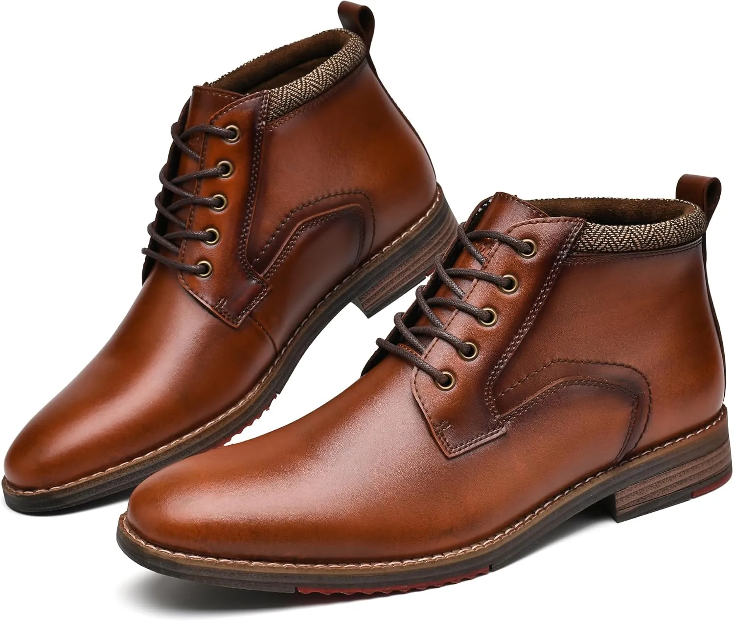 Arkbird Mens Oxford Leather Dress Boots Classic Cap Toe Side Zip Mid Top Casual Ankle Boots for Men