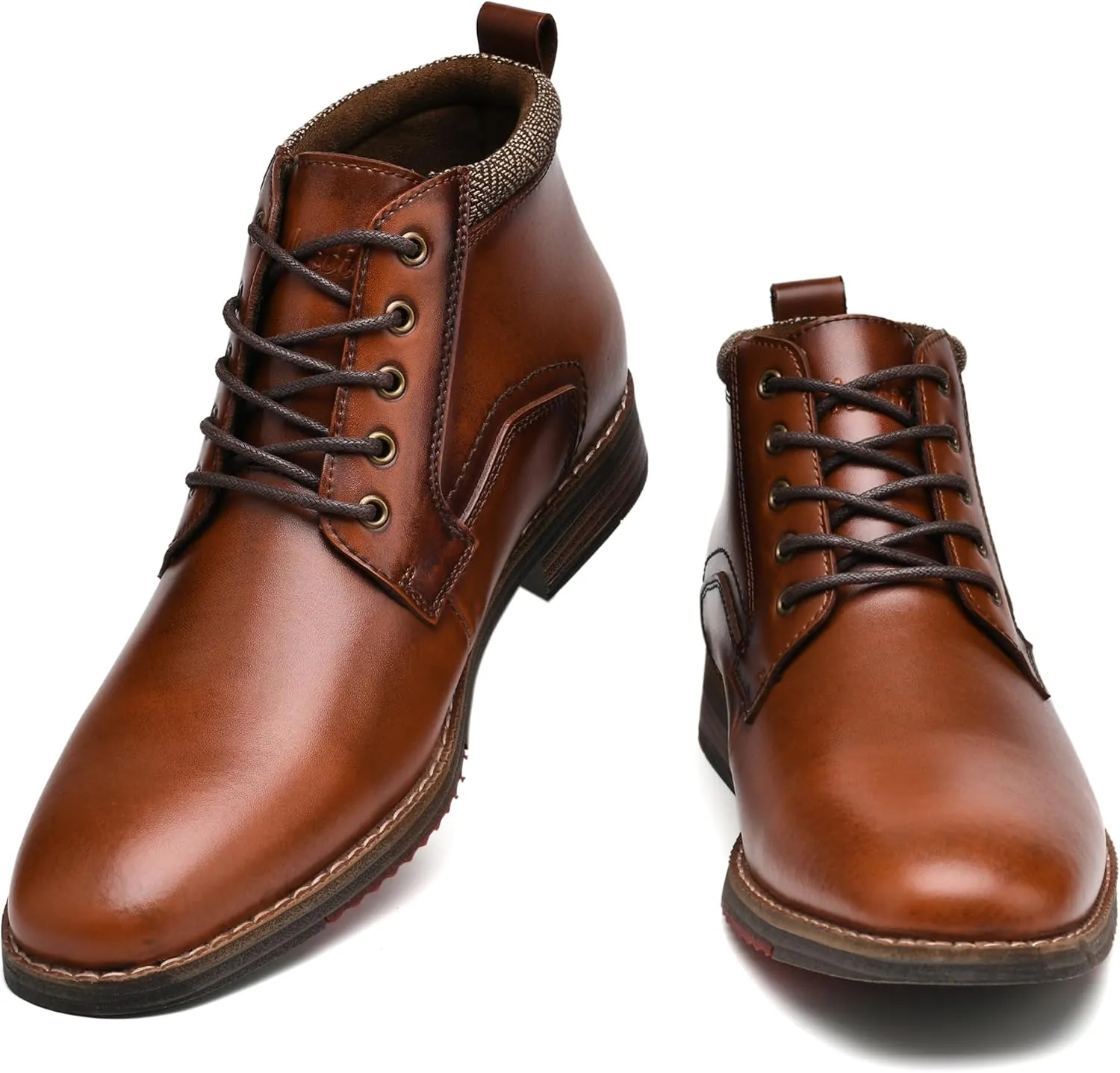 Arkbird Mens Oxford Leather Dress Boots Classic Cap Toe Side Zip Mid Top Casual Ankle Boots for Men