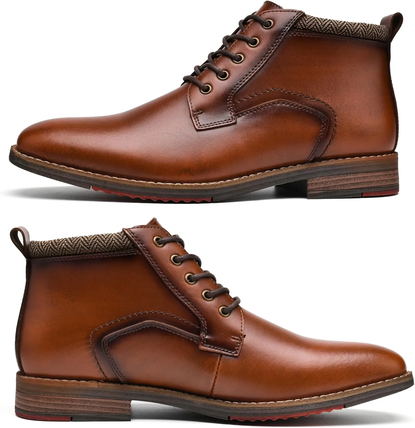 Arkbird Mens Oxford Leather Dress Boots Classic Cap Toe Side Zip Mid Top Casual Ankle Boots for Men