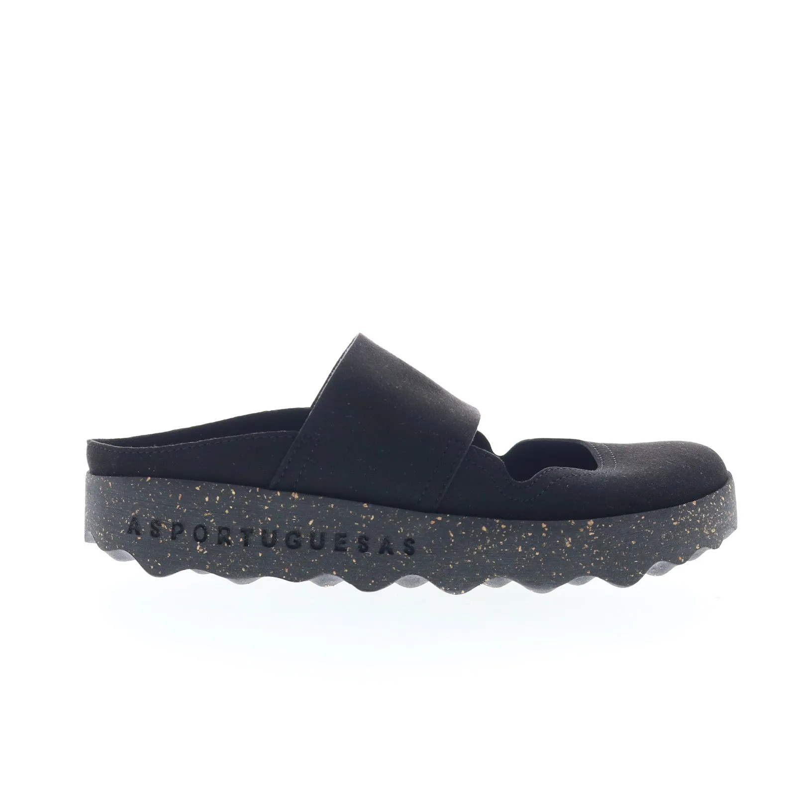 Asportuguesas Caia CANA176ASP-003 Womens Black Slip On Mule Flats Shoes