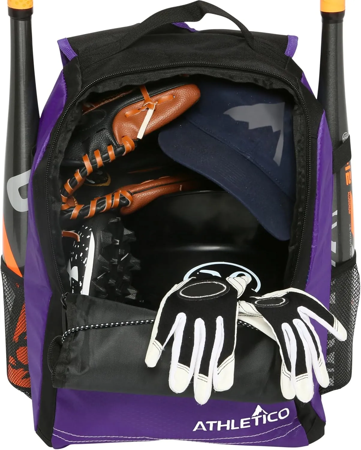 Athletico Youth Baseball Bag - Bat Backpack for Baseball, T-Ball & Softball Equipment & Gear | Holds Bat, Helmet, Glove | Fence Hook