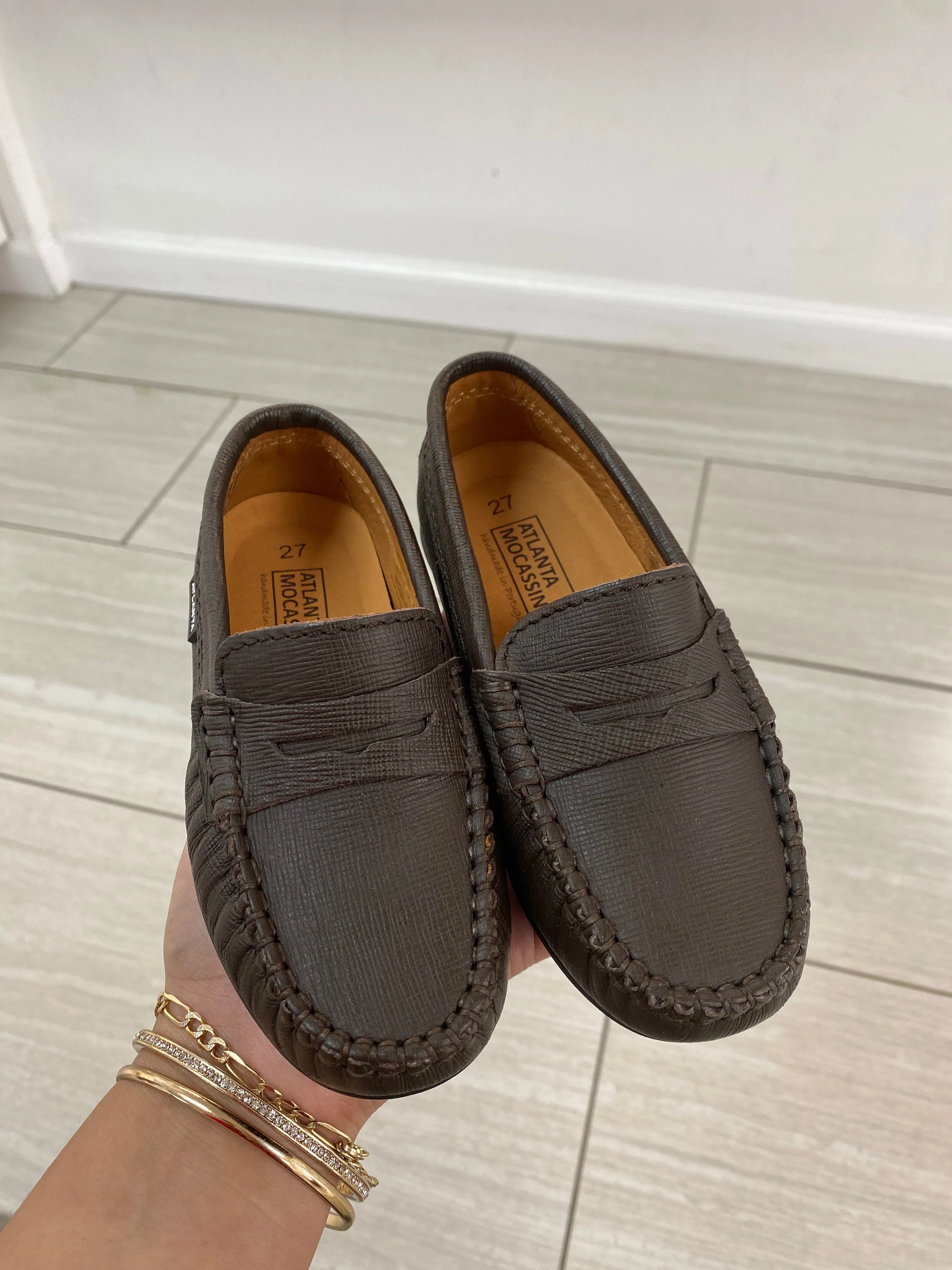 Atlanta Mocassin Dark Brown Textured Loafer