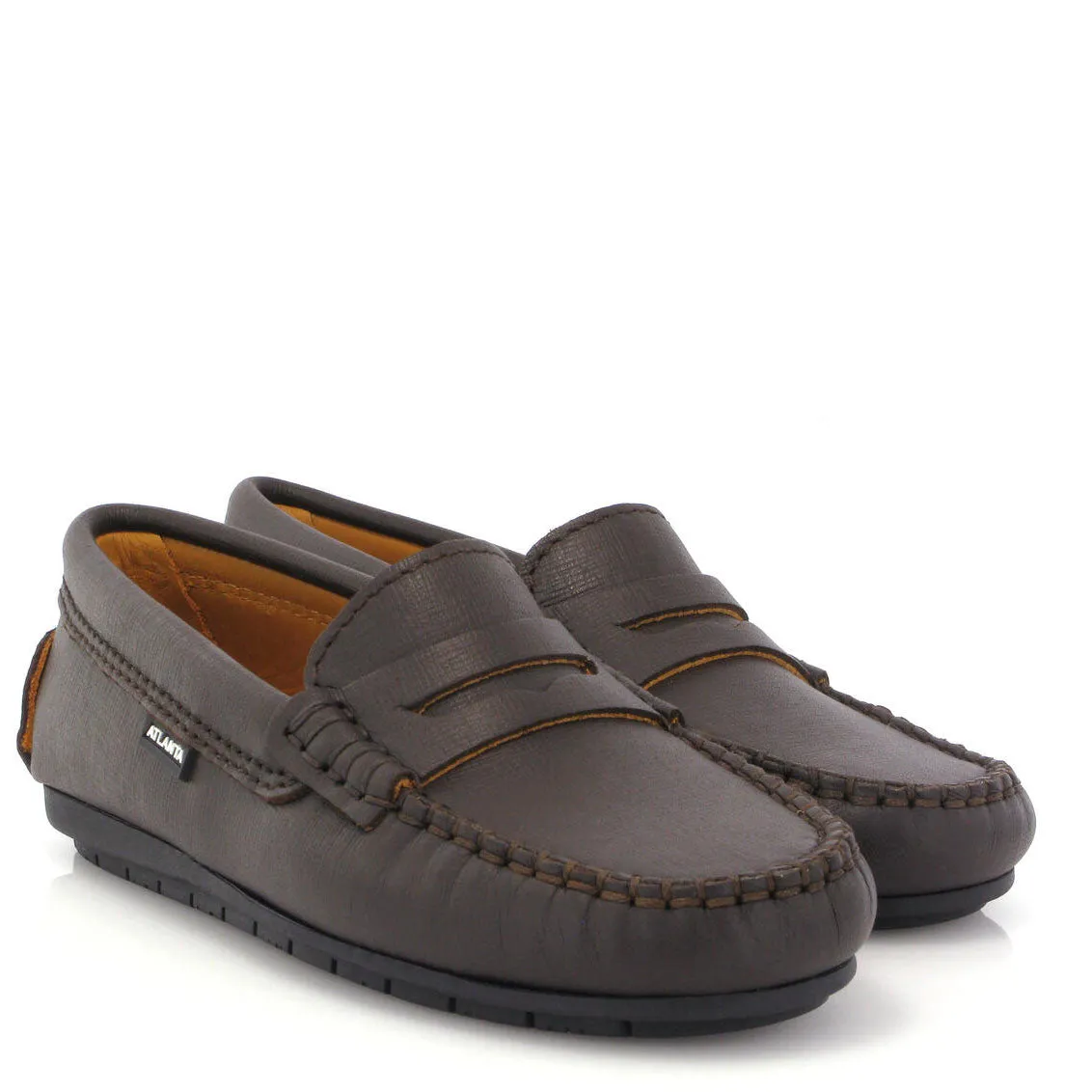 Atlanta Mocassin Dark Brown Textured Loafer