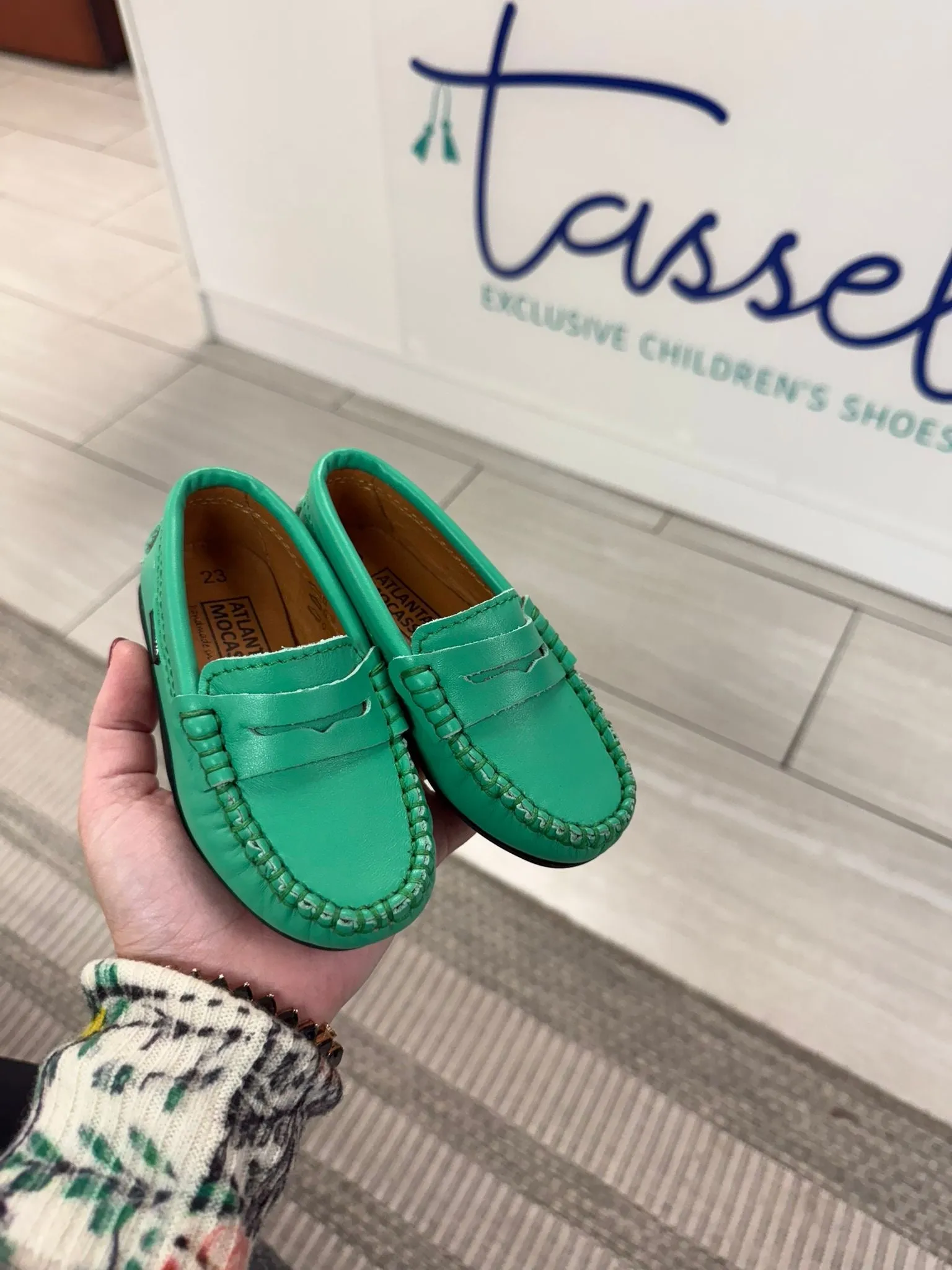 Atlanta Mocassin Green Leather Penny Loafer