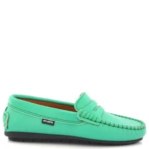 Atlanta Mocassin Green Leather Penny Loafer