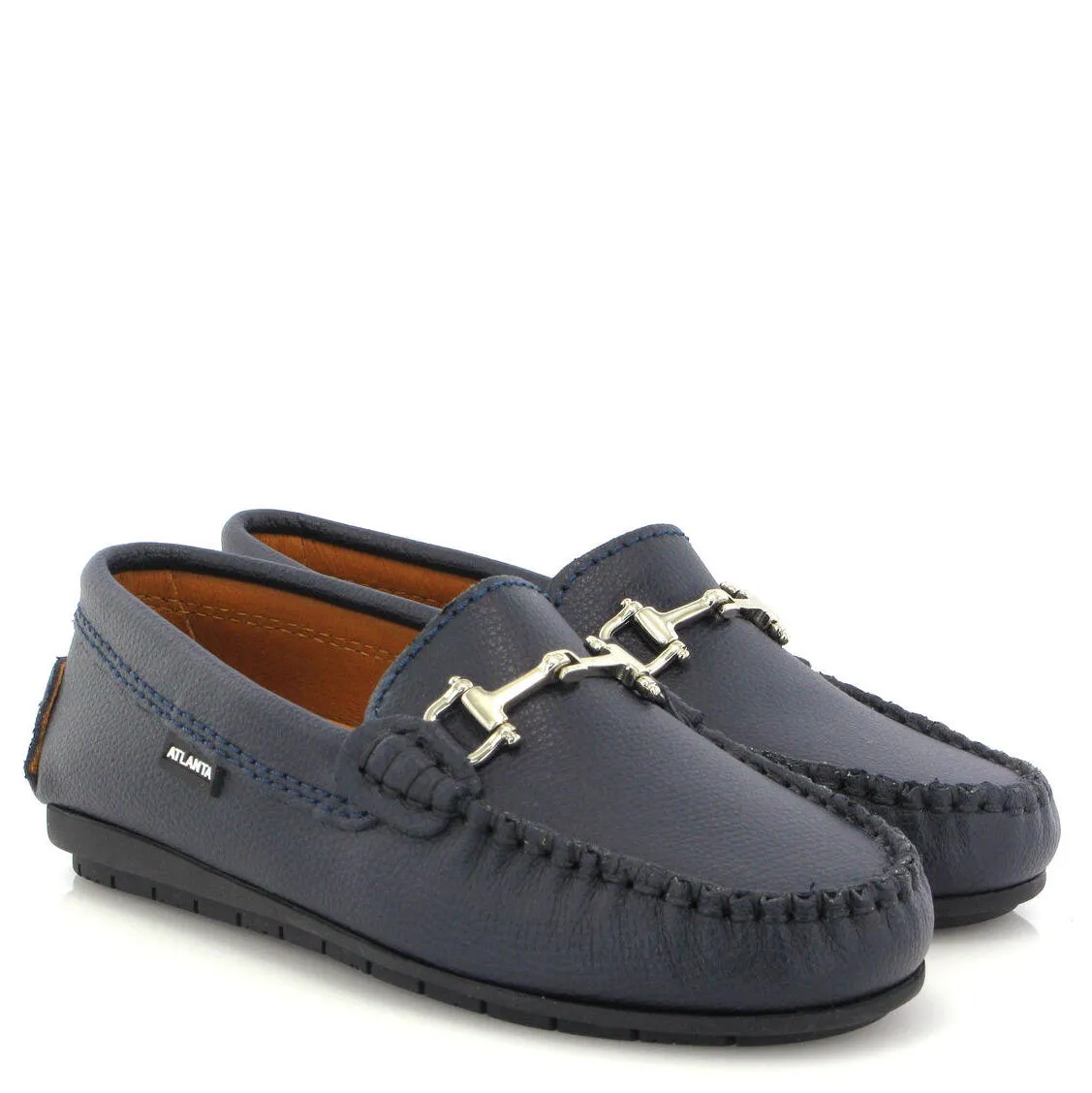 Atlanta Mocassin Navy Grain Buckle Loafer