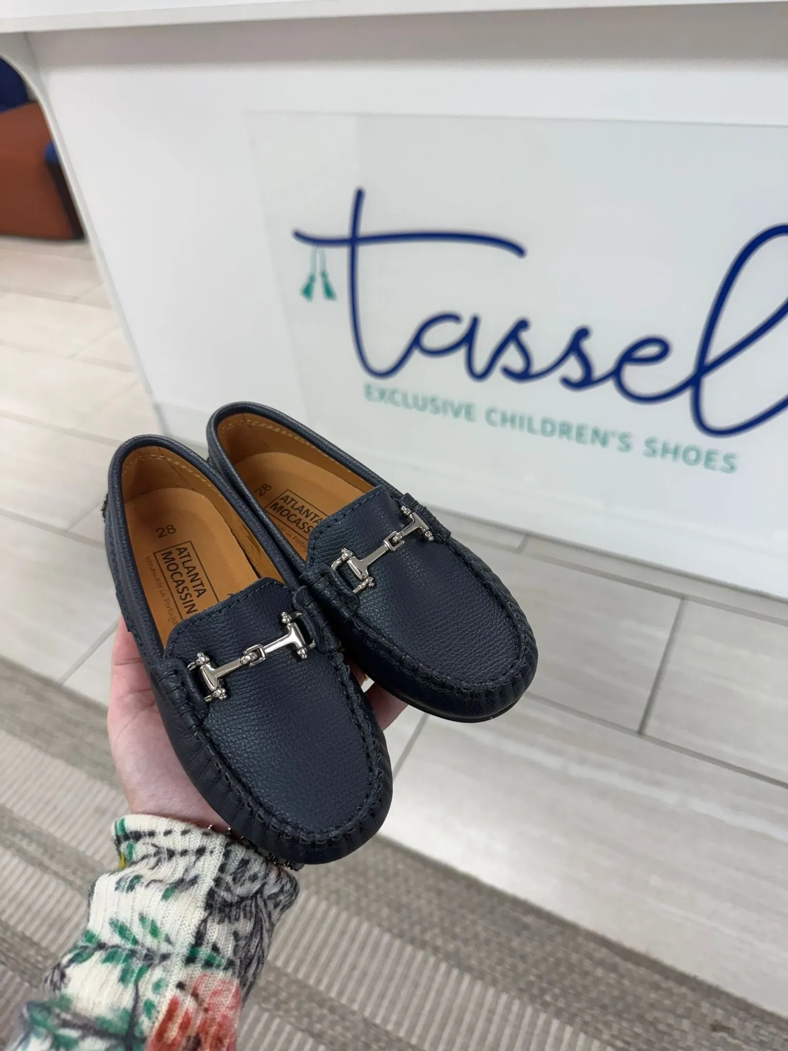 Atlanta Mocassin Navy Grain Buckle Loafer
