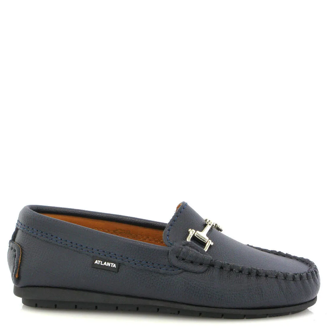 Atlanta Mocassin Navy Grain Buckle Loafer