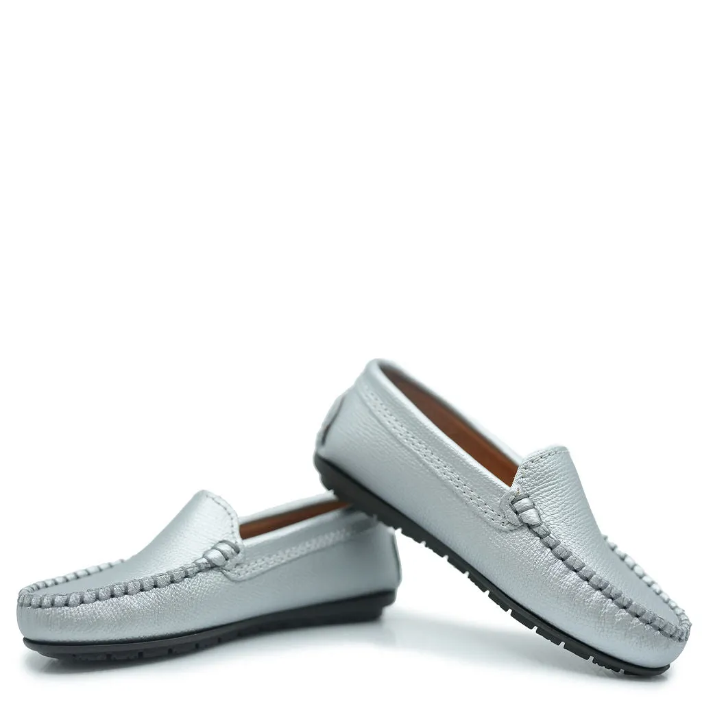 Atlanta Mocassin Silver Pebbled Loafer