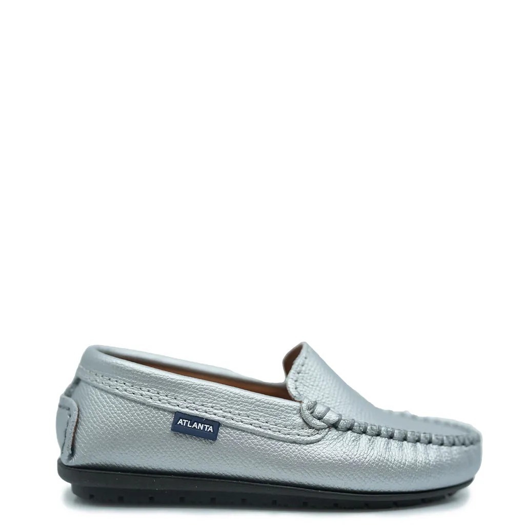Atlanta Mocassin Silver Pebbled Loafer