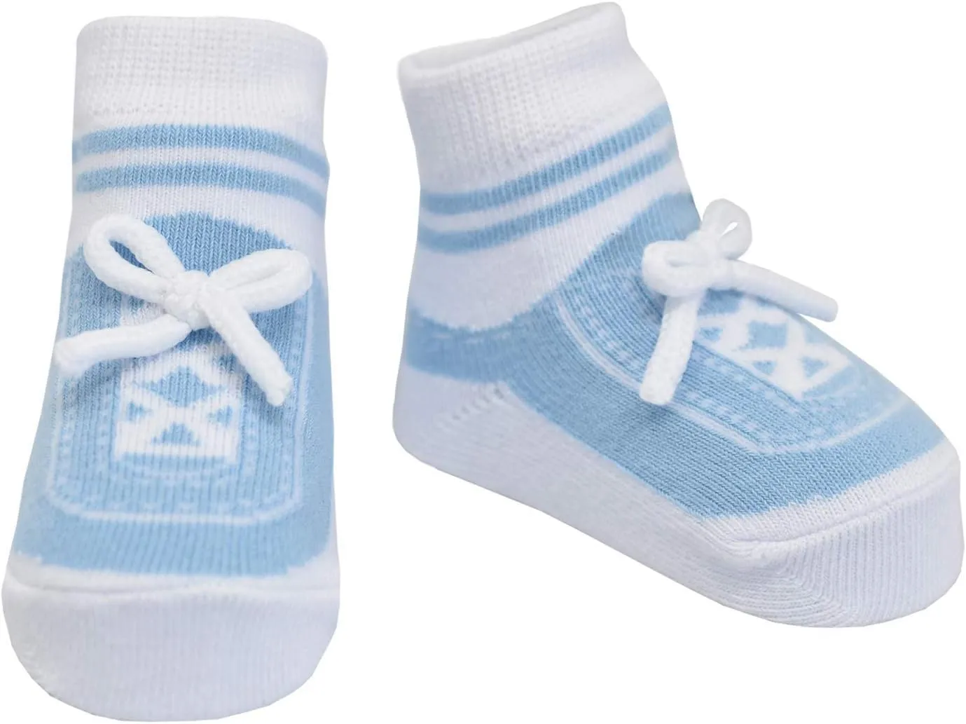 Baby Boy Socks with Sneaker Shoe Look-Non-slip Gripper Soles-3 or 6 Pairs-Cotton-Gift Packaged-Baby Shower-Faux Shoelaces