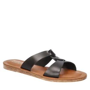 Bella Vita Made in Italy Women's Dov-Italy Flat Slide Sandal, Black Leather, 9.5
