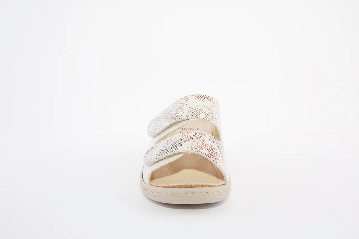 BELVIDA 10.505 DOUBLE VELCRO COMFORT MULE - CREAM COMBI