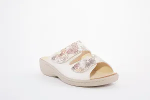 BELVIDA 10.505 DOUBLE VELCRO COMFORT MULE - CREAM COMBI