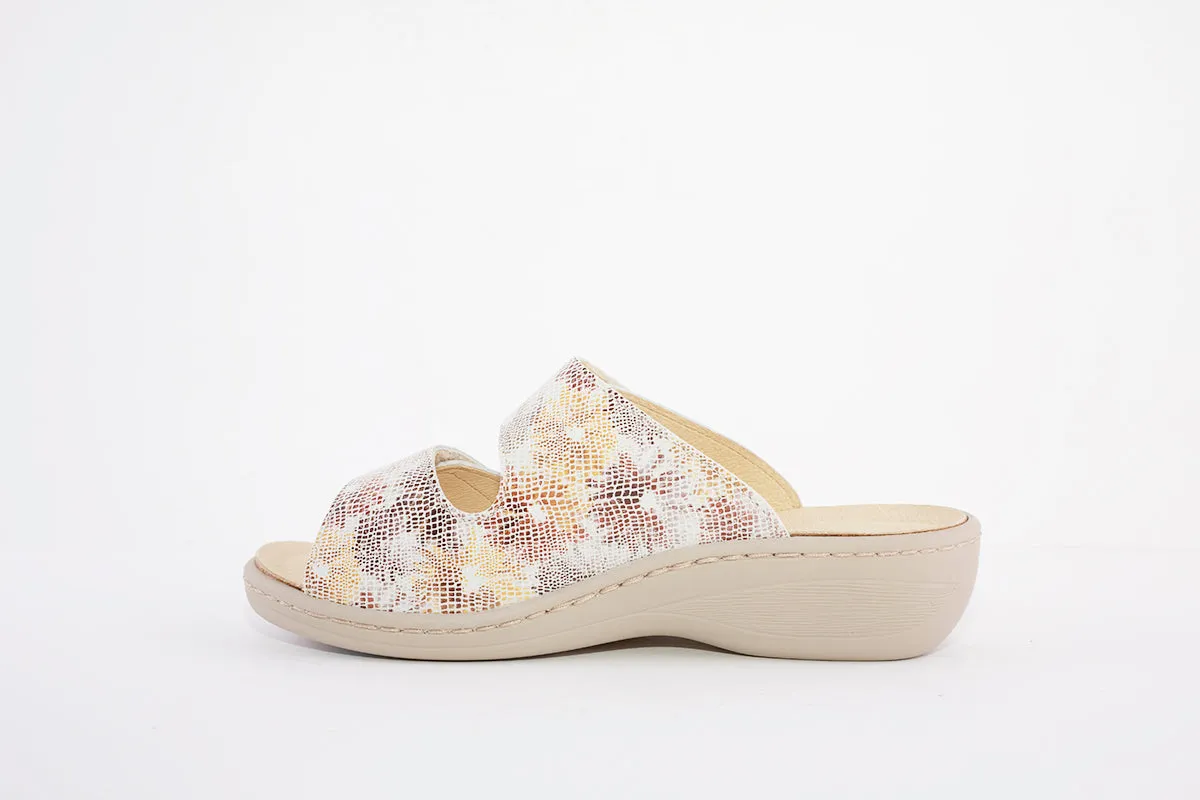 BELVIDA 10.505 DOUBLE VELCRO COMFORT MULE - CREAM COMBI