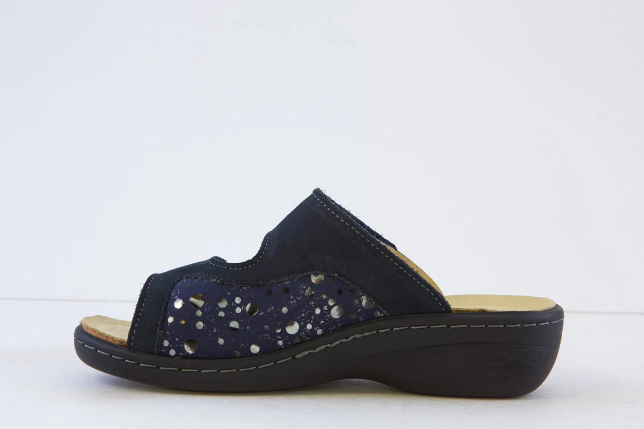 BELVIDA - 15.518 FLAT DOUBLE VELCRO MULE - NAVY