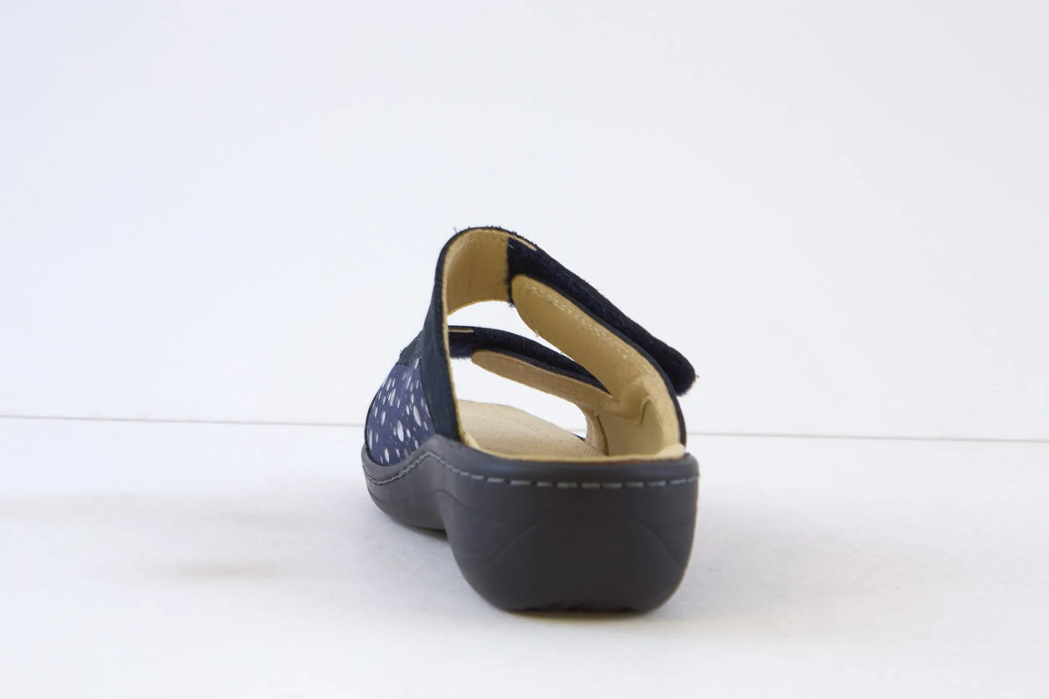 BELVIDA - 15.518 FLAT DOUBLE VELCRO MULE - NAVY