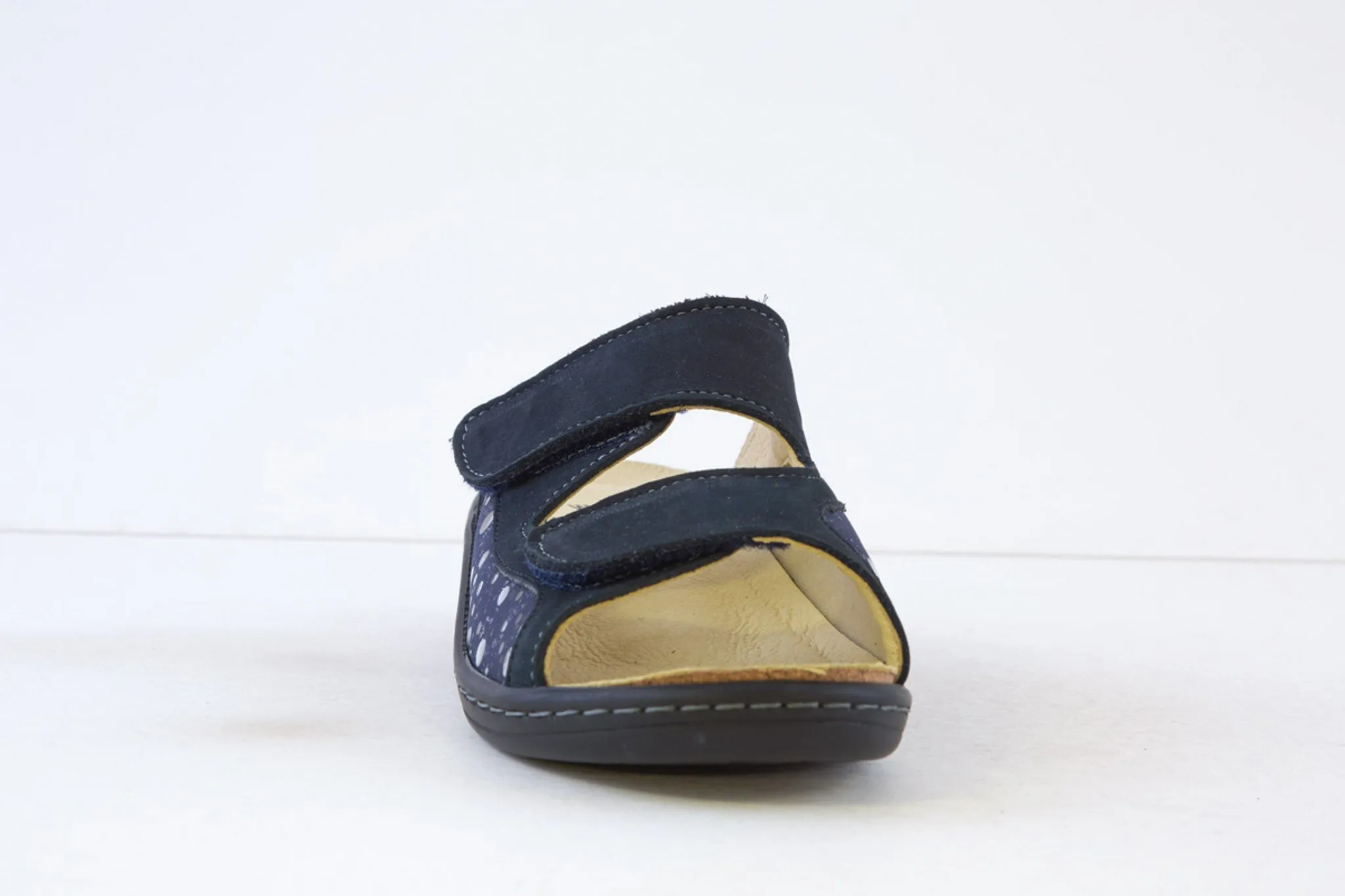 BELVIDA - 15.518 FLAT DOUBLE VELCRO MULE - NAVY