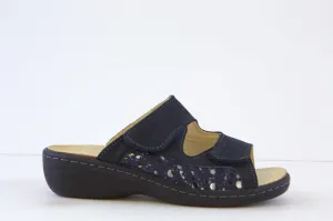 BELVIDA - 15.518 FLAT DOUBLE VELCRO MULE - NAVY
