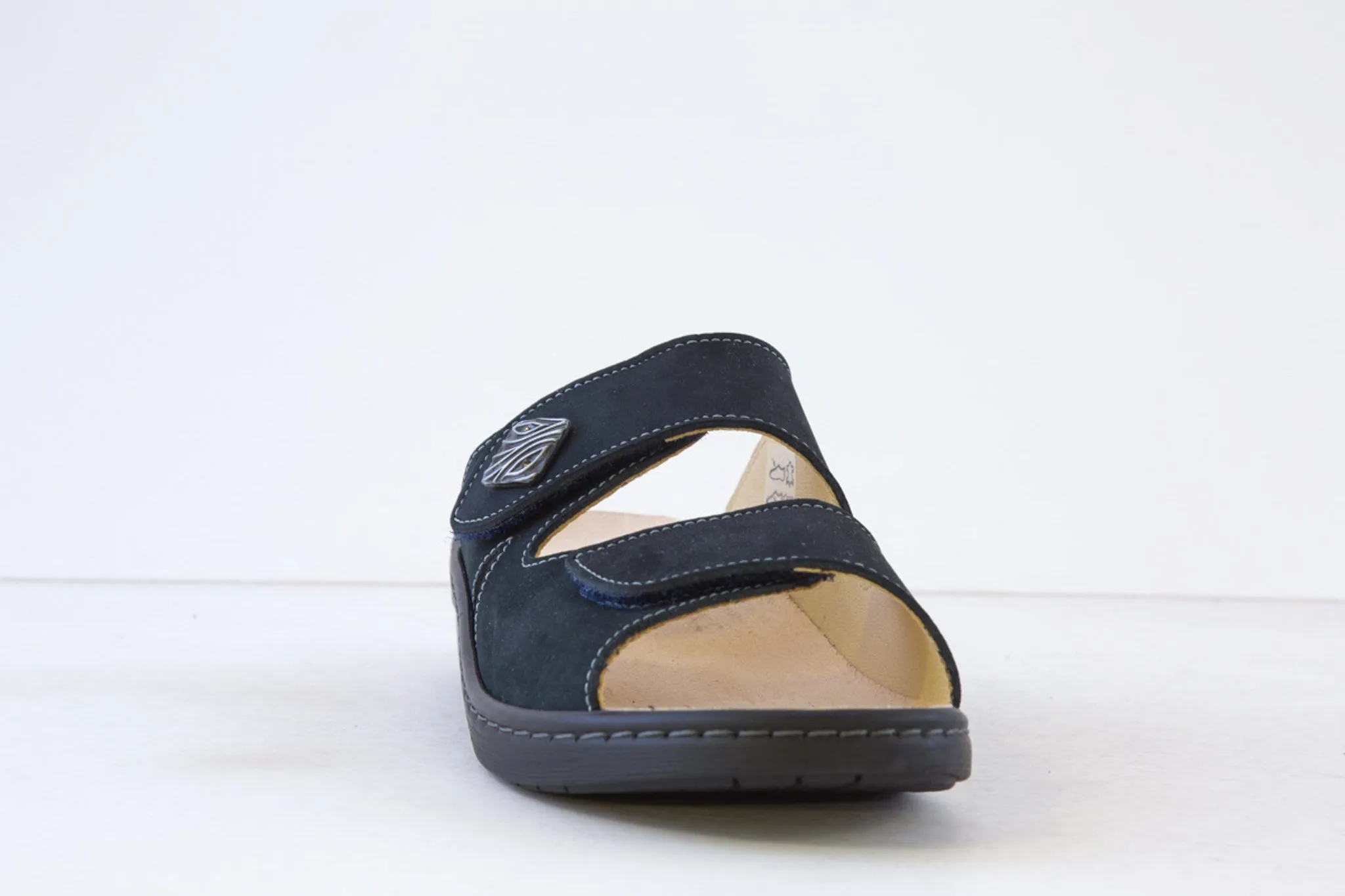 BELVIDA - 48.052 FLAT DOUBLE VELCRO MULE - NAVY