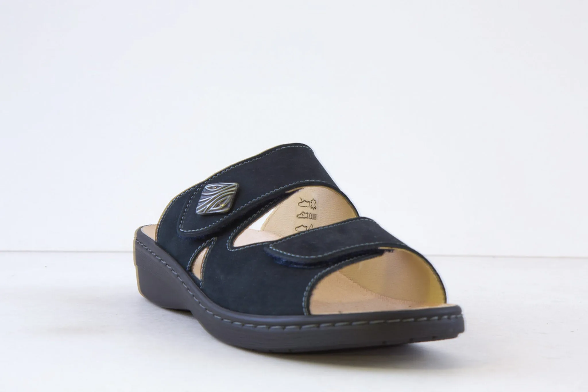 BELVIDA - 48.052 FLAT DOUBLE VELCRO MULE - NAVY