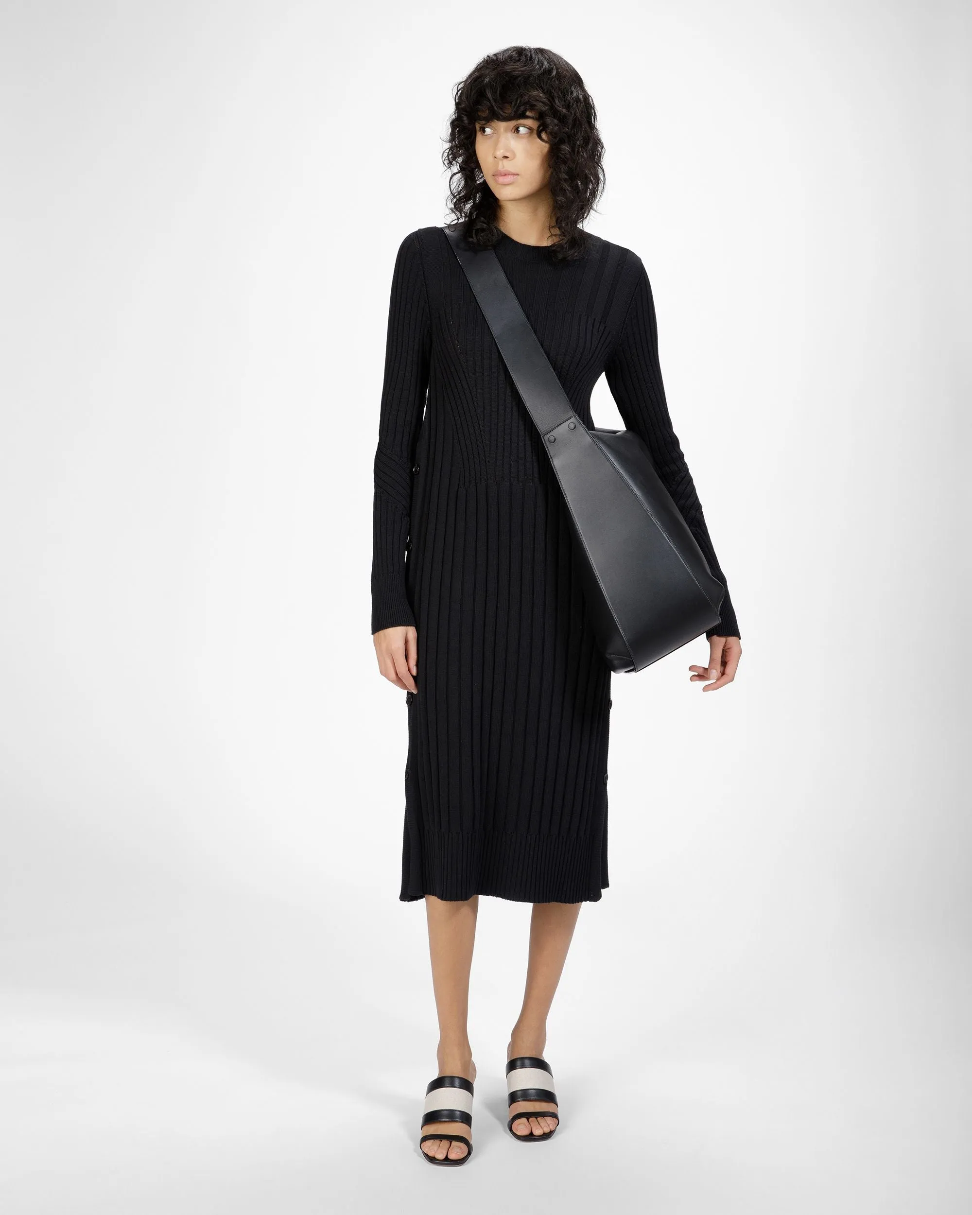Bianka Canvas And Leather Mule In Natural And Black