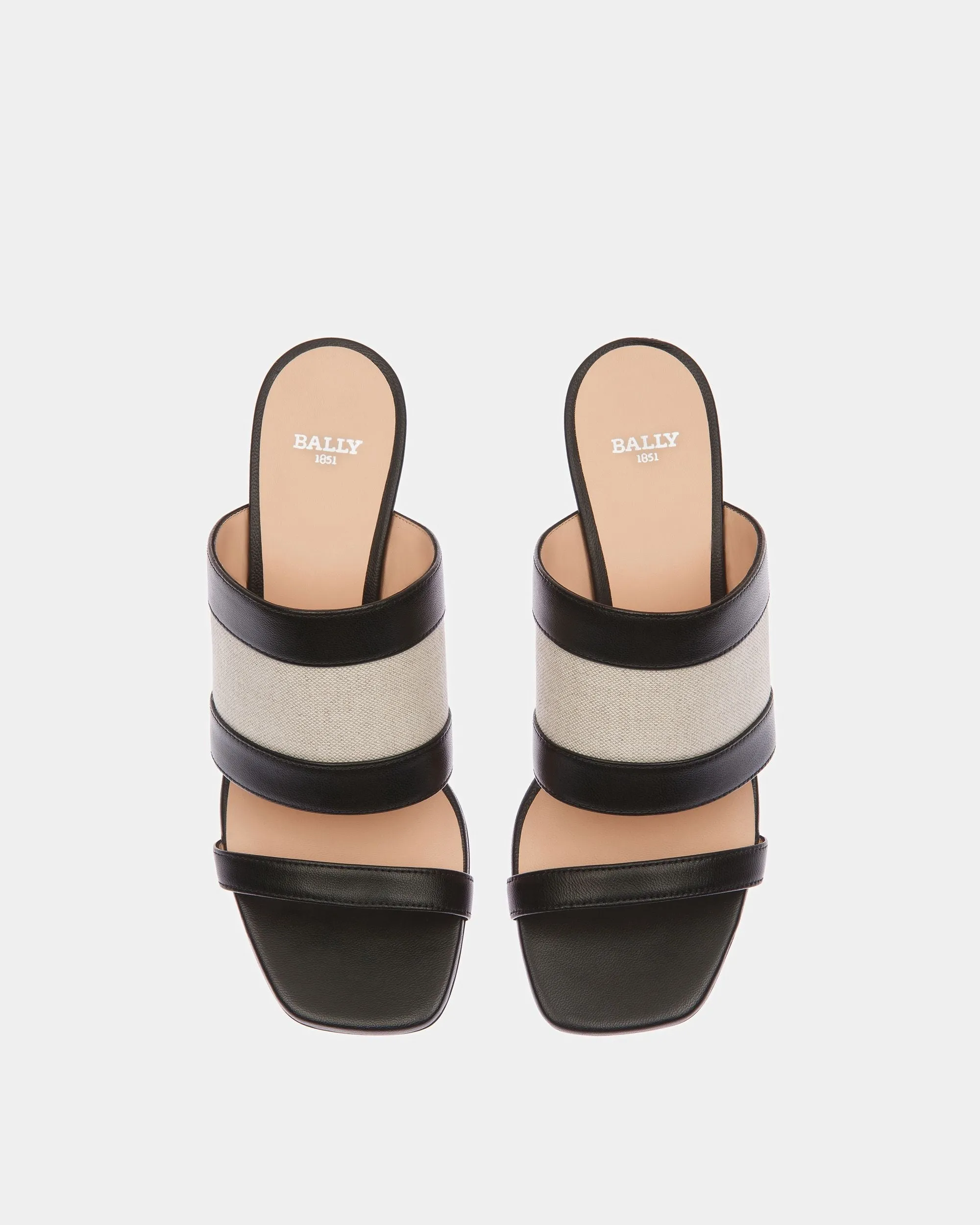 Bianka Canvas And Leather Mule In Natural And Black