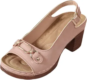 Block Heel Sandals for Women Summer Comfortable Open Toe Ankle Strap Chunky Heels Slippers Casual Lightweight Platform Wedge Sandals for Work Dating Party