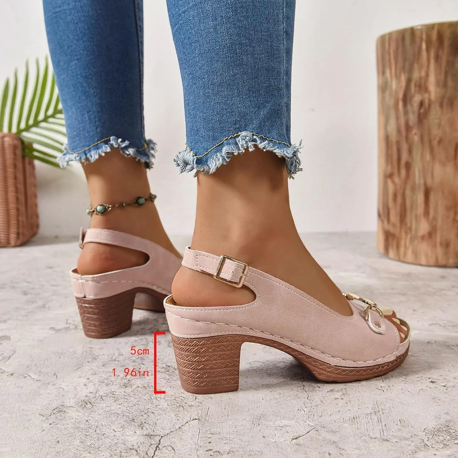 Block Heel Sandals for Women Summer Comfortable Open Toe Ankle Strap Chunky Heels Slippers Casual Lightweight Platform Wedge Sandals for Work Dating Party
