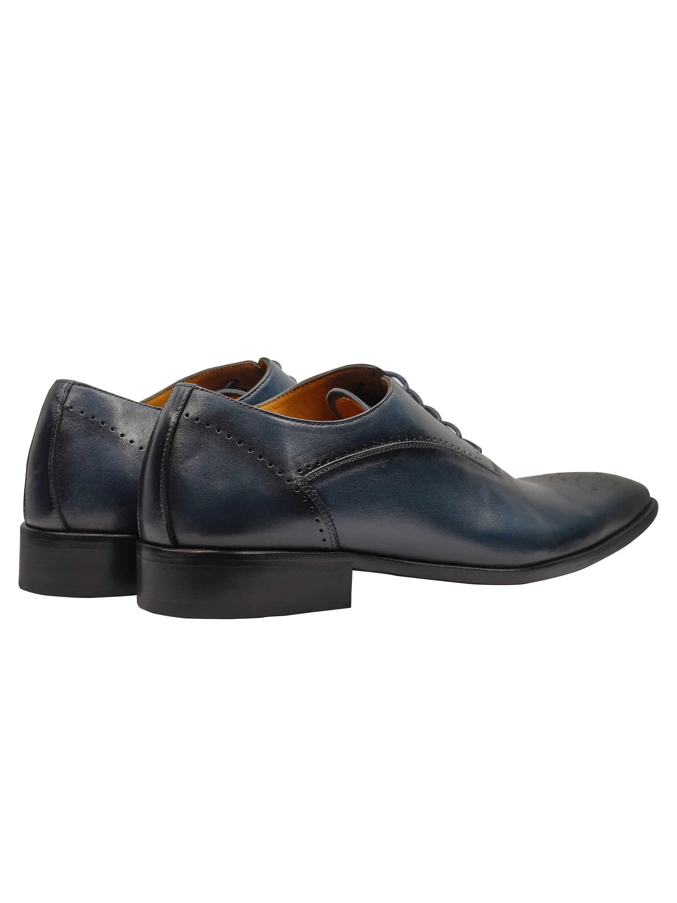 BLUE - CALF LEATHER CLASSIC SEMI BROGUES