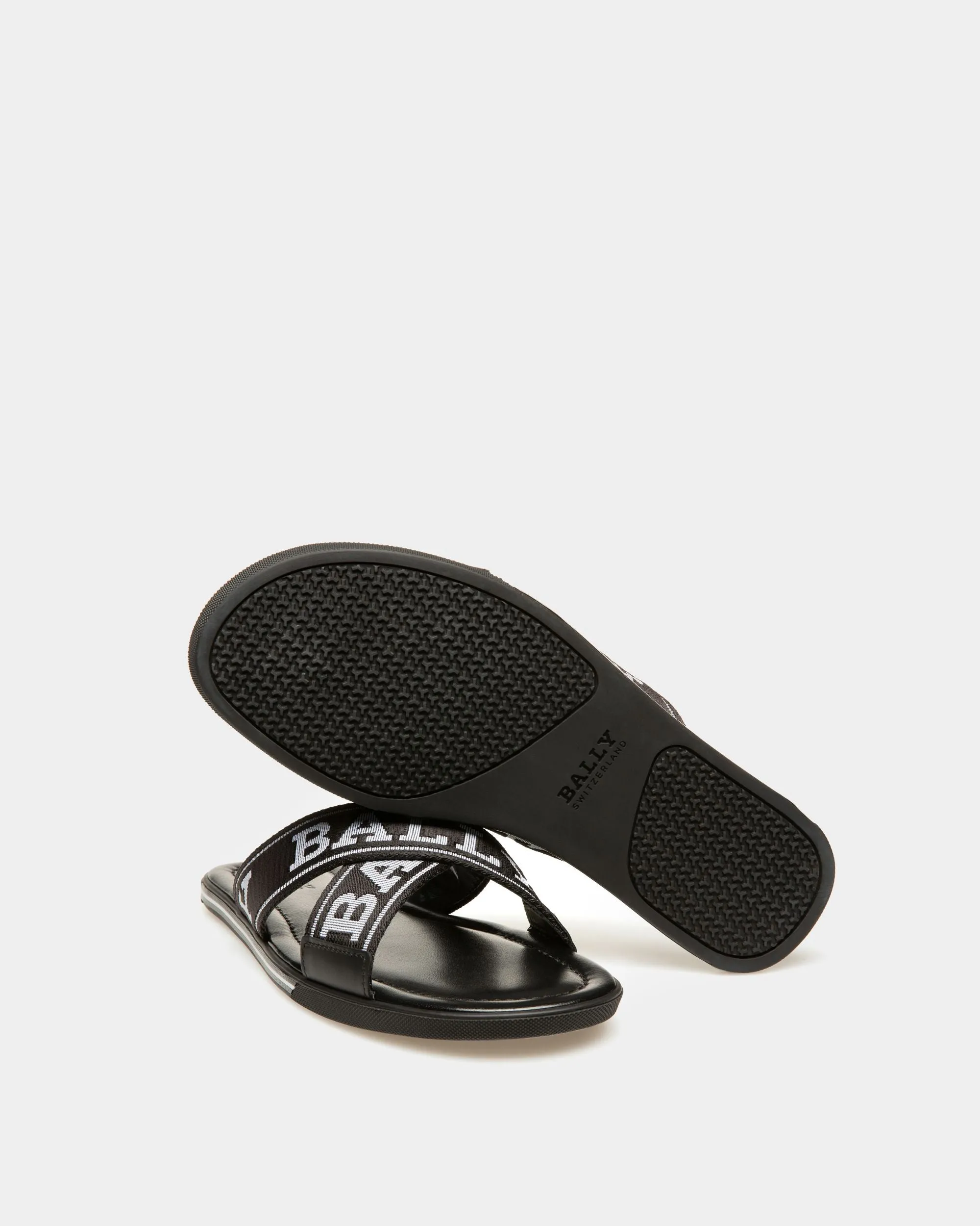 Bonks Fabric & Leather Sandals In Black