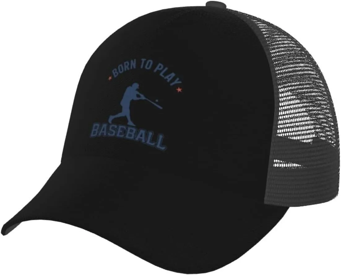 Born to Play Baseball Baseball Cap for Men Women Breathable Mesh Back Baseball Caps Casual Outdoor Hat Adjustable Trucker Hat Sun Hats