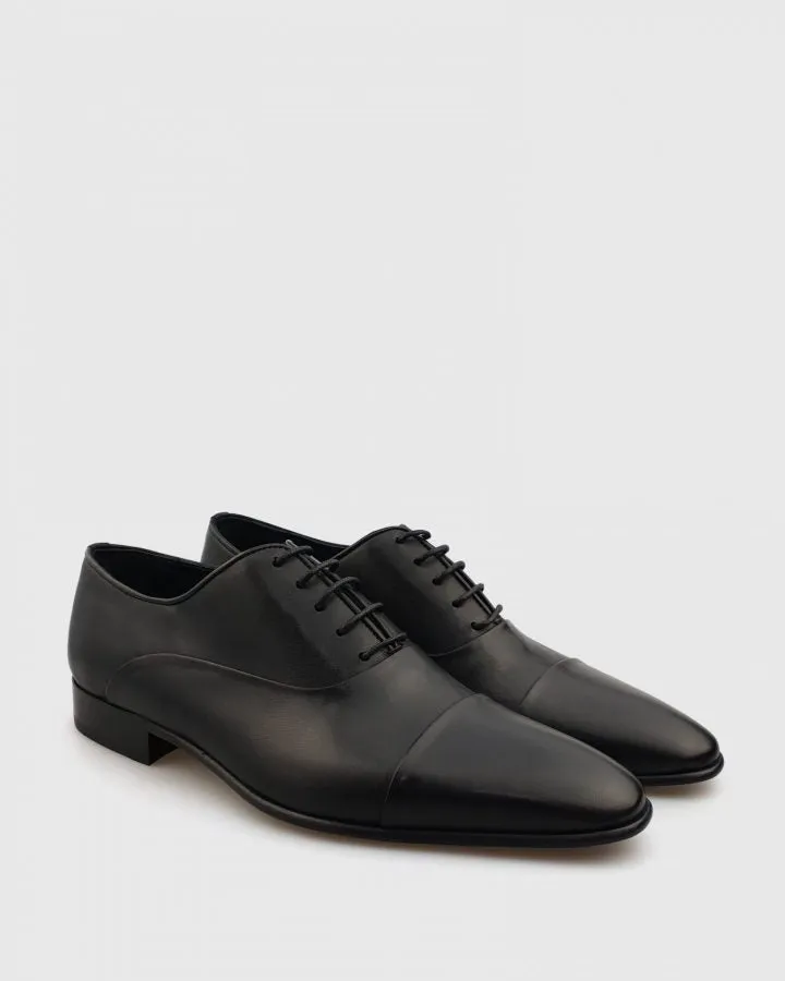 BRANDO 6850 AUSTIN OXFORD BLACK TOE CAP SHOE