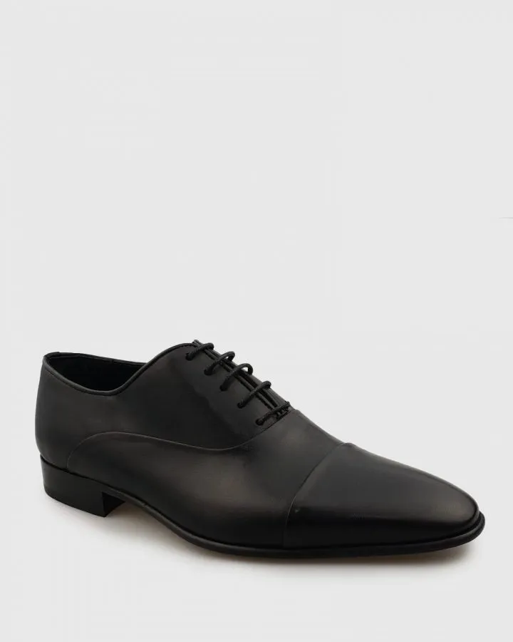 BRANDO 6850 AUSTIN OXFORD BLACK TOE CAP SHOE