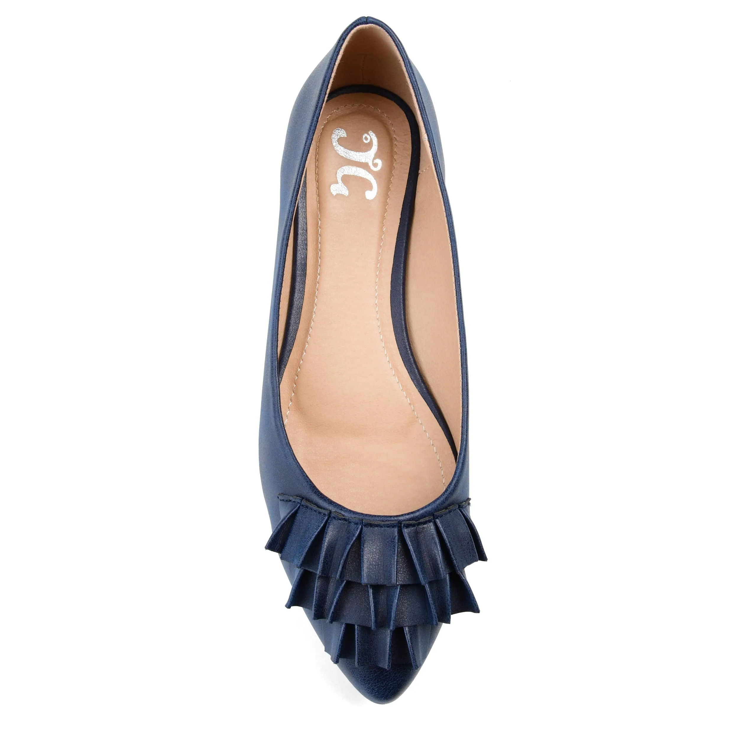 Brinley Co. Womens Ruffled Flat Blue, 10 Regular US