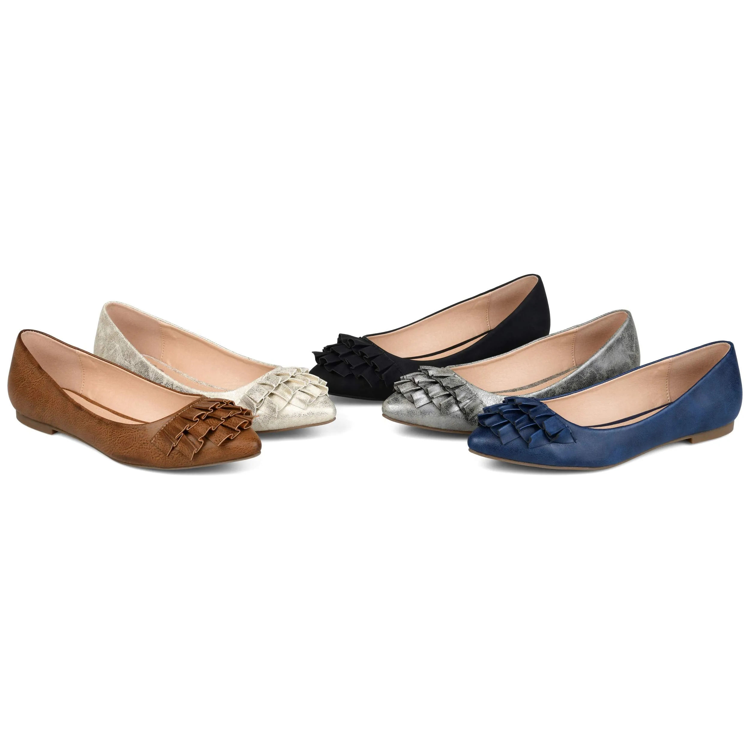 Brinley Co. Womens Ruffled Flat Blue, 10 Regular US