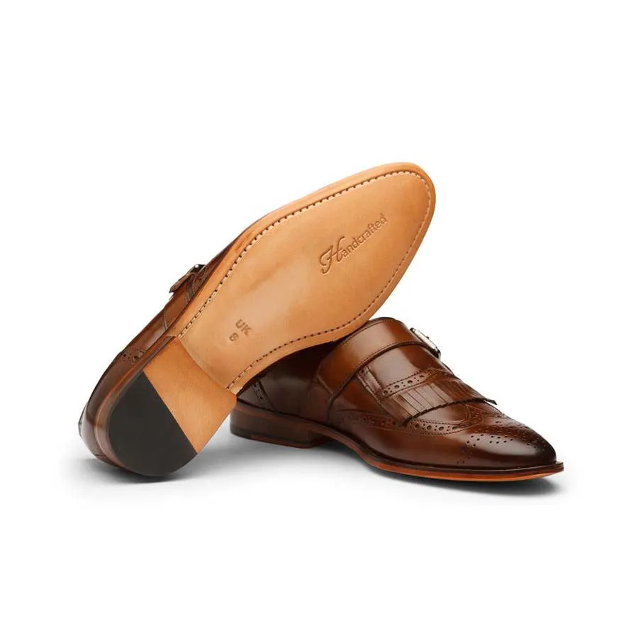 Brown Fringe Buckle Loafer