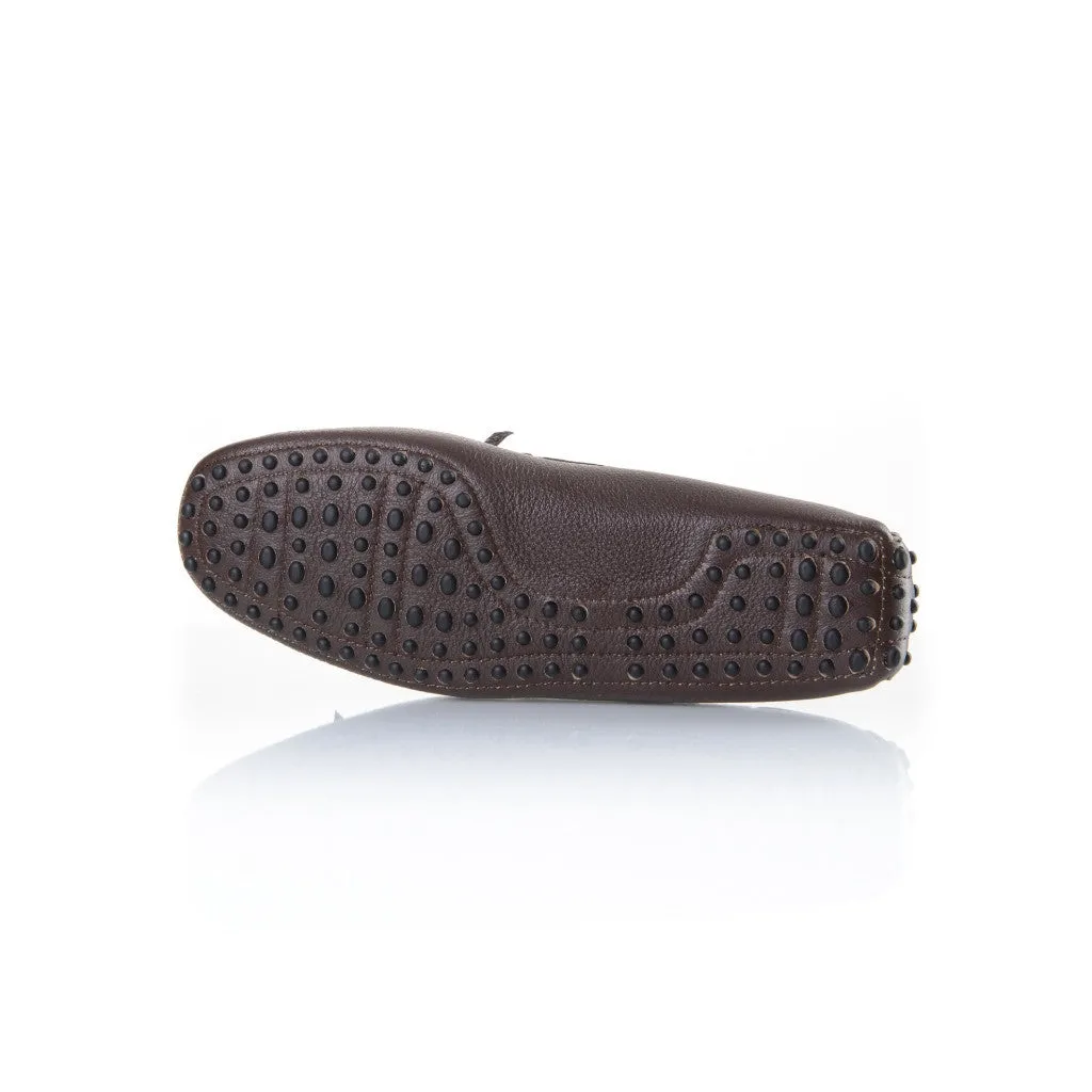 Brown Pebble-Grain Leather