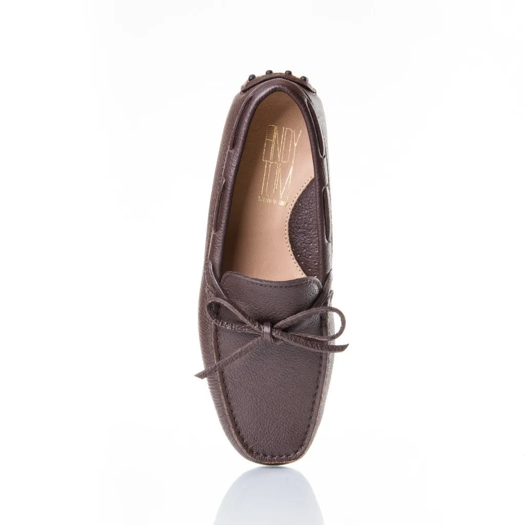 Brown Pebble-Grain Leather