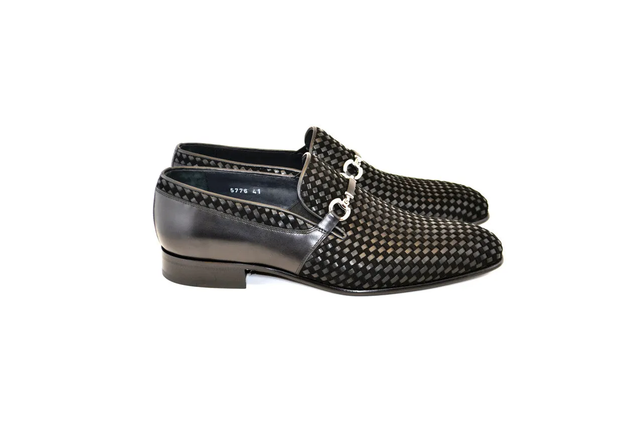 C0220- 5776 Hand Made Woven Loafer- Black