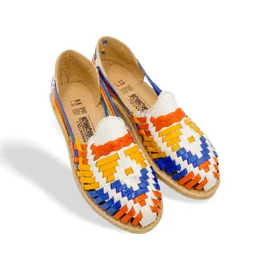 Calvillo Model - Women 100% Artisan Hand Made Mexican Leather Hipster Brown Colorful Closed Toe Sandal Huarache Artesanal - Hecho a Mano Handcrafted in Mexico (8 US)