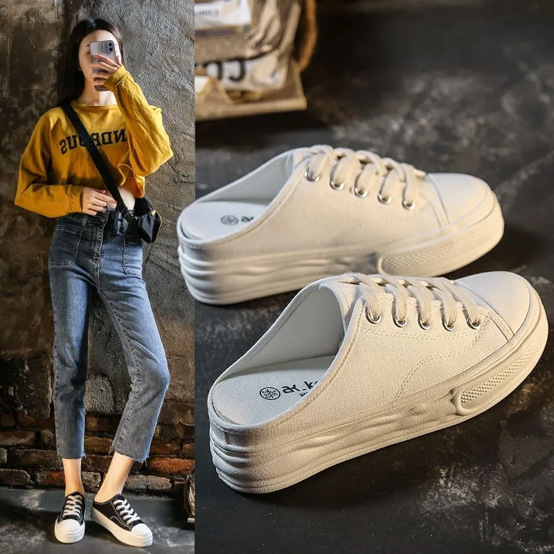 Canvas Platform Mule Sneakers YP559