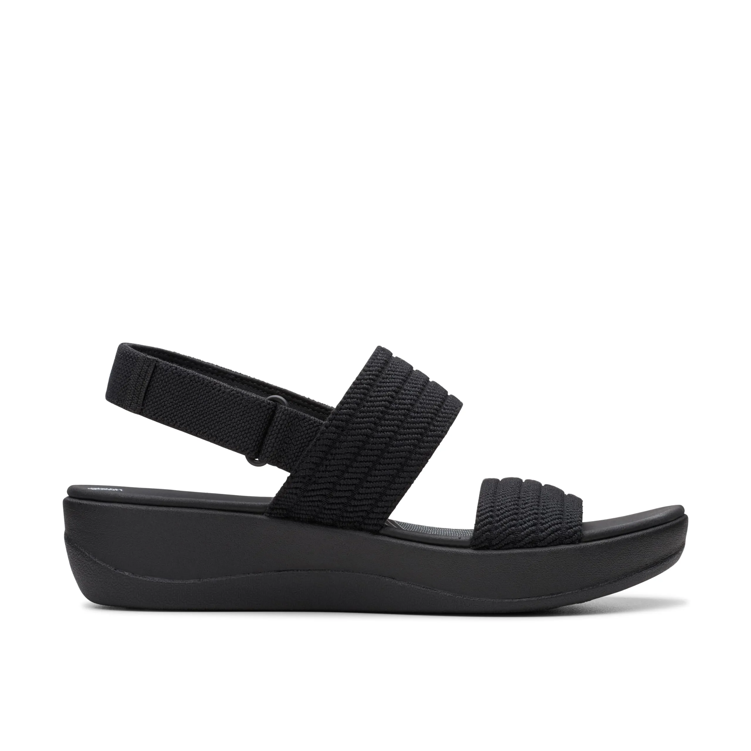 Clarks Women's Arla Stroll Flat Sandal, Black Textile, 5