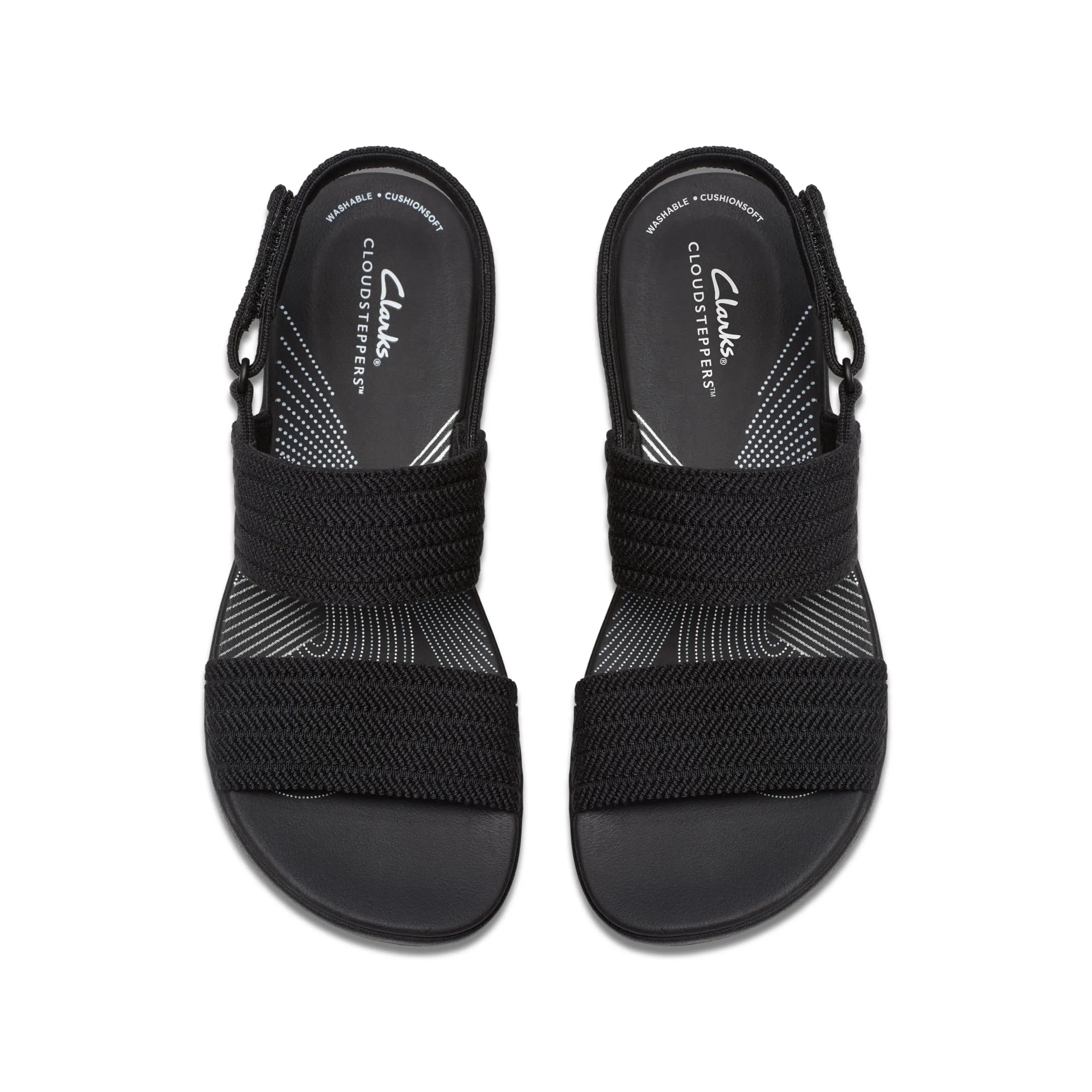 Clarks Women's Arla Stroll Flat Sandal, Black Textile, 5